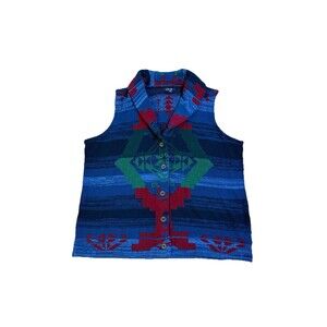 Chaps Ralph Lauren Women Knit Vest Plus Size 3X Southwestern Yellowstone Country